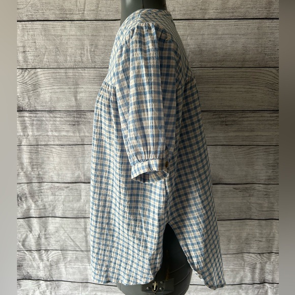 The Nines by Hatch maternity plaid button up puff sleeve top size small - Picture 8 of 16